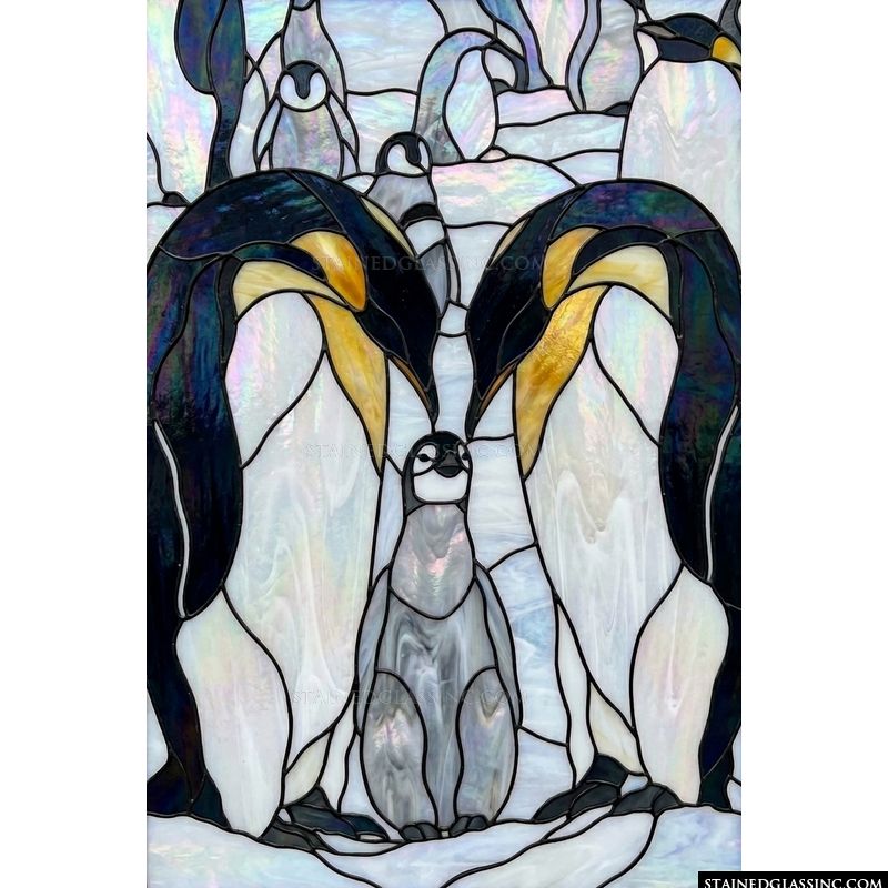 Emperor Penguin Family in Snowy Huddle