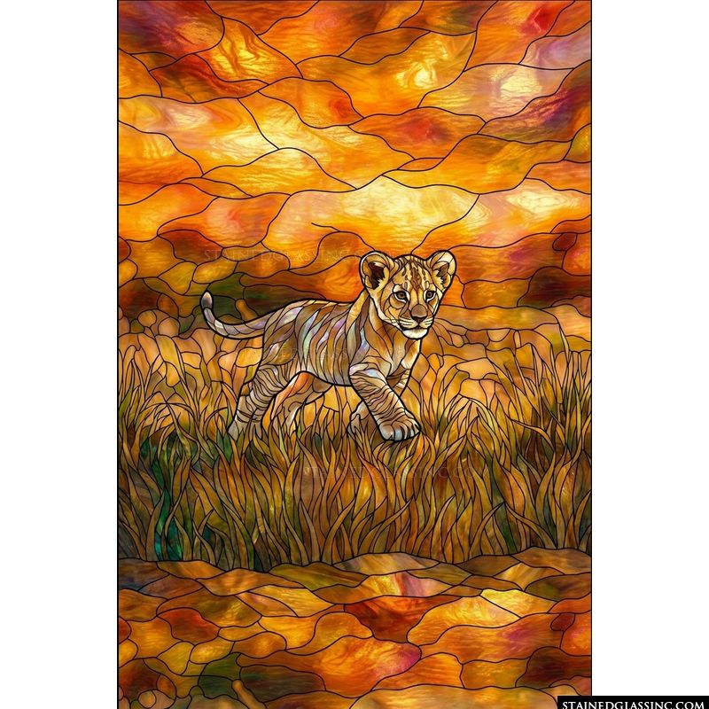 Lion Cub in Golden Grass