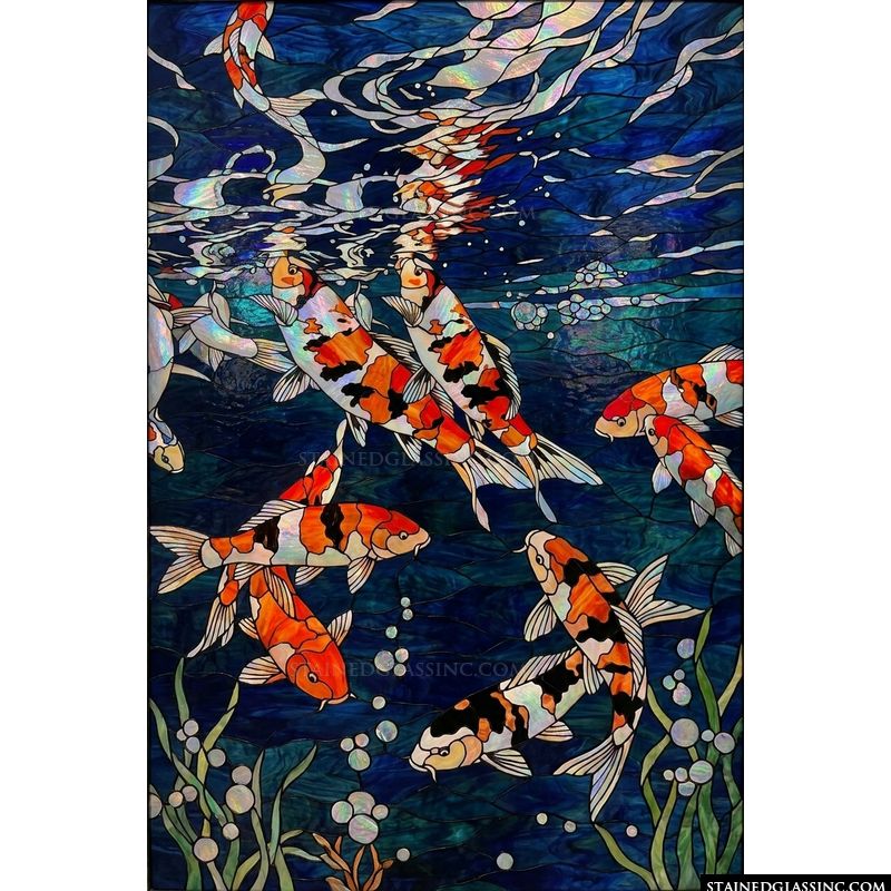 Koi Fish in Deep Azure Waters
