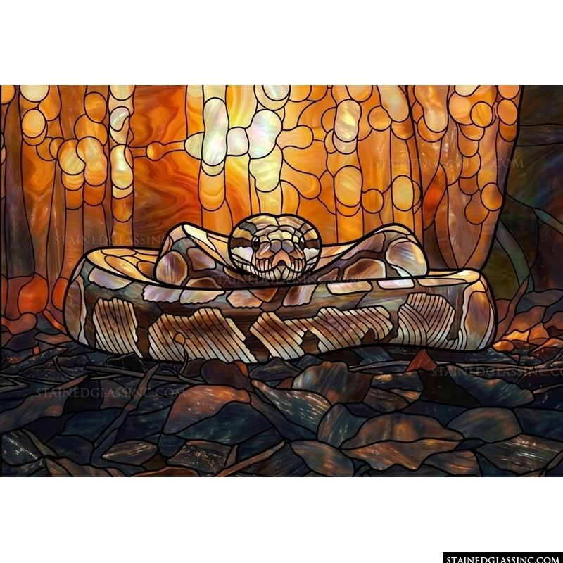 Coiled Snake on Forest Floor