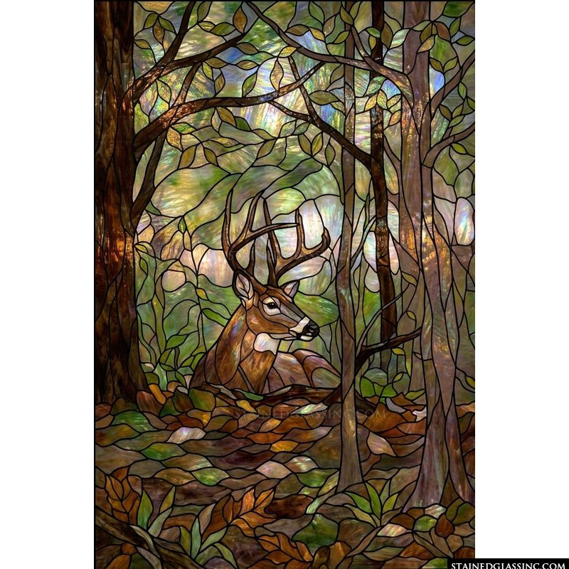 Buck Resting in Autumn Forest