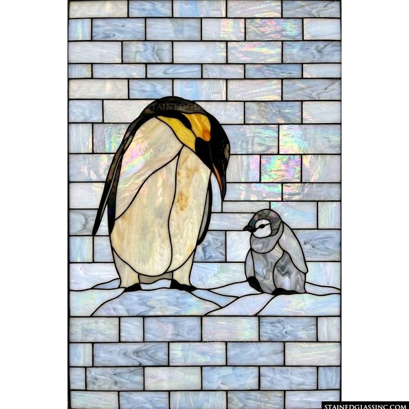Emperor Penguin Parent and Chick in the Frozen Wild