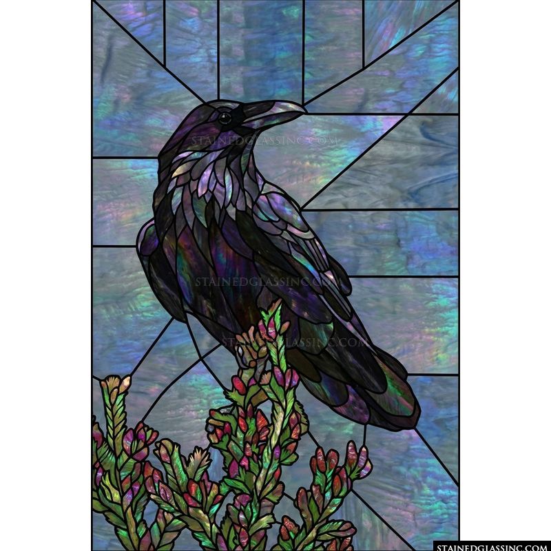 Raven Perched in Iridescent Blooms