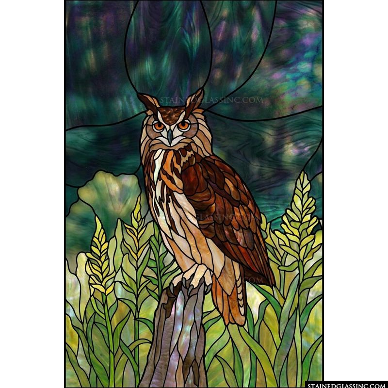 Great Horned Owl in Twilight Forest