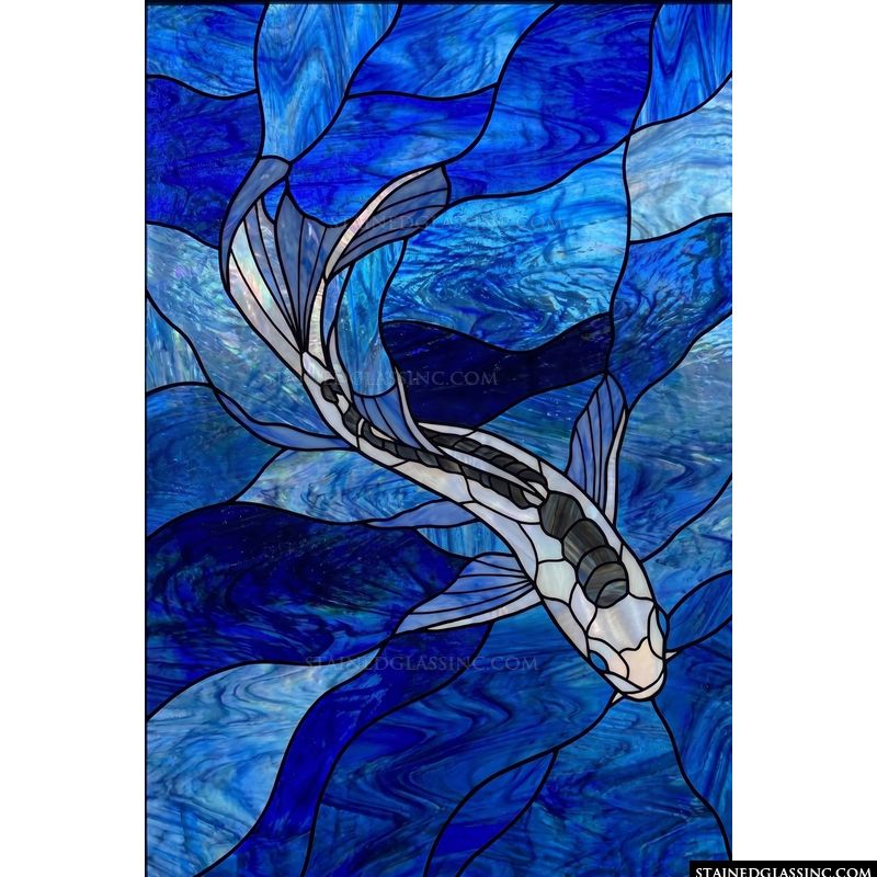 Koi Swimming in Deep Azure Waters