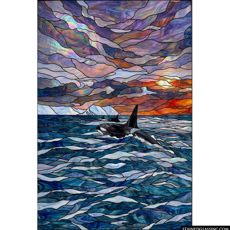 Orca Pod at Arctic Sunset