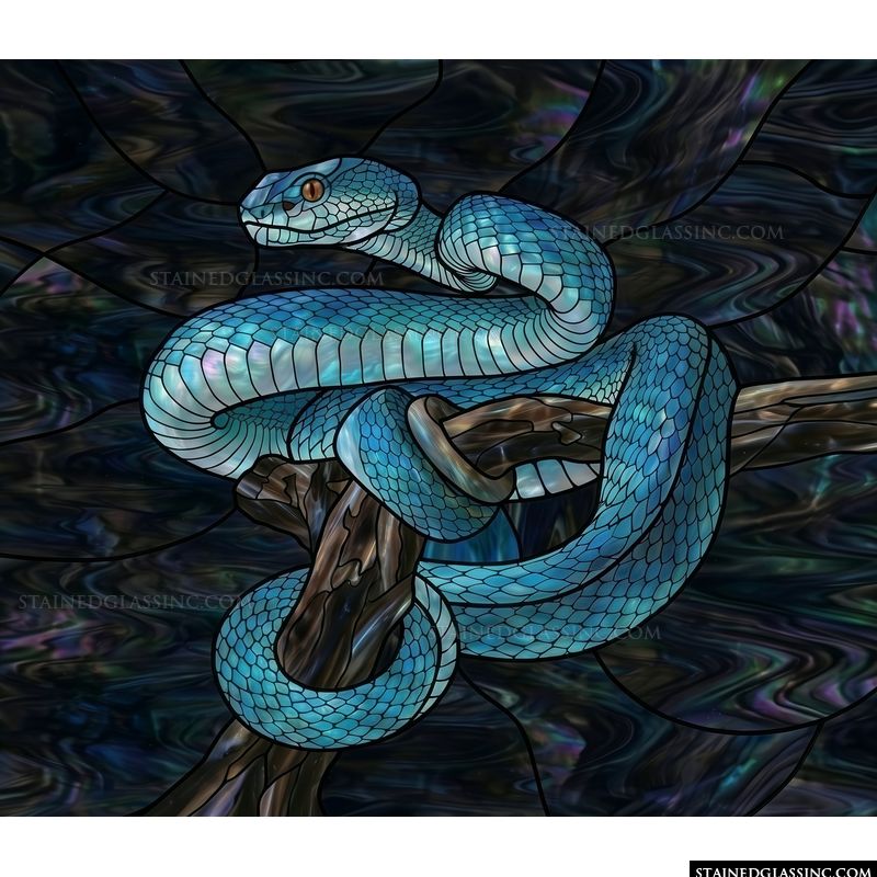 Vibrant Blue Viper on Branch