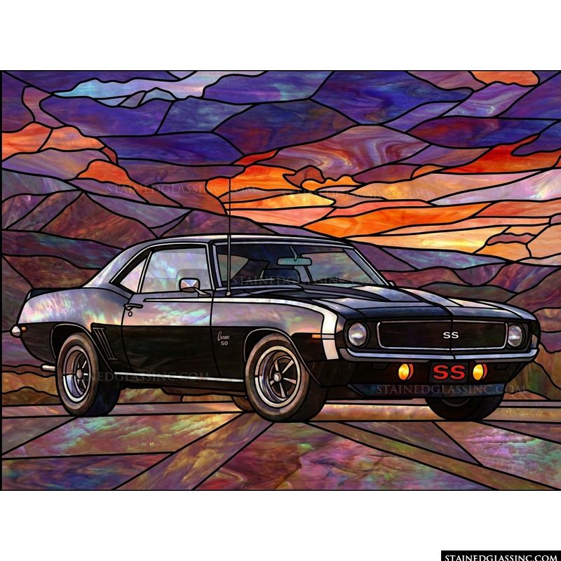 Classic Muscle Car in Sunset Glow