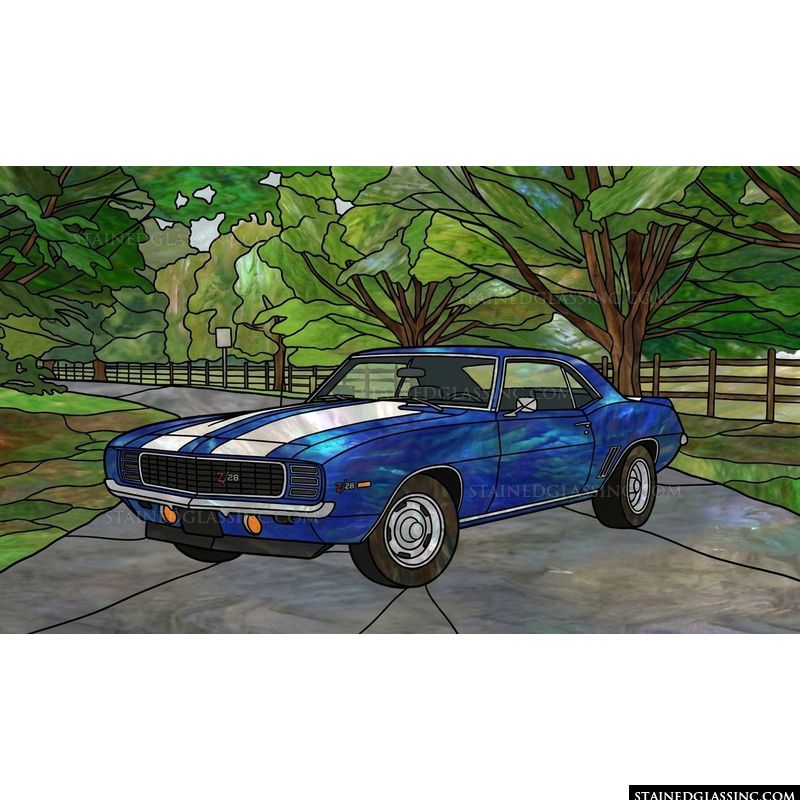 Classic Blue Z/28 Muscle Car
