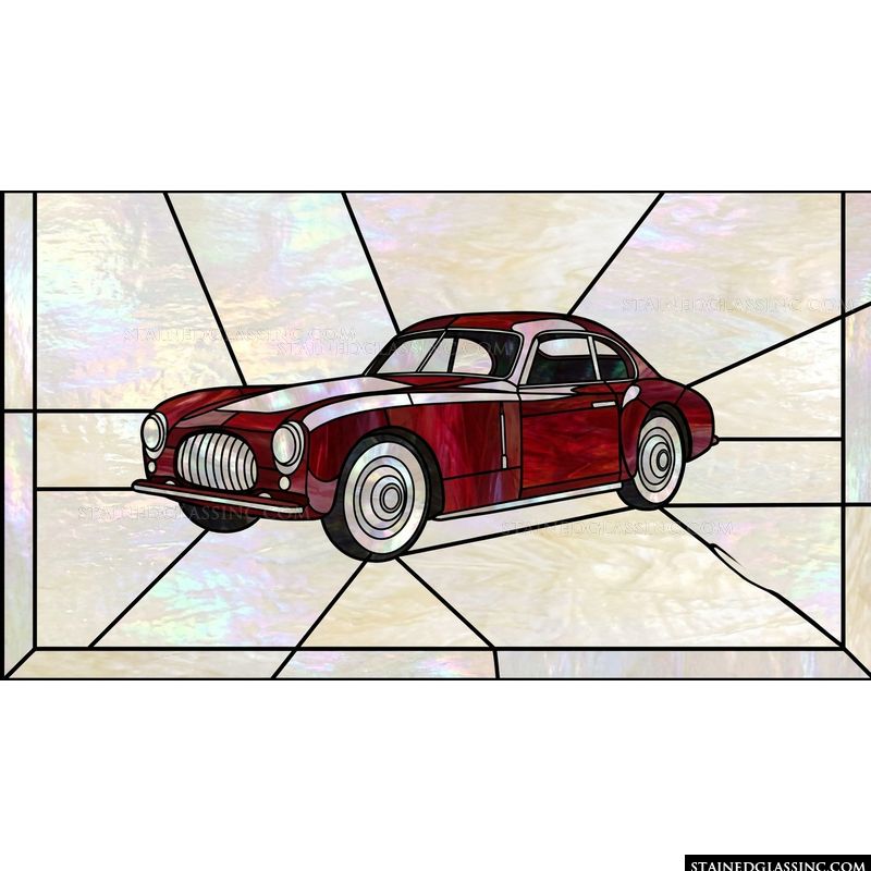 Vintage Sports Car in Deep Crimson