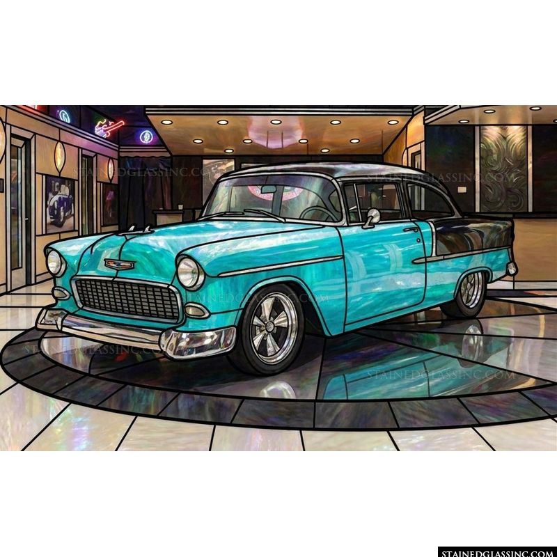 Classic Turquoise Cruiser in Retro Showroom