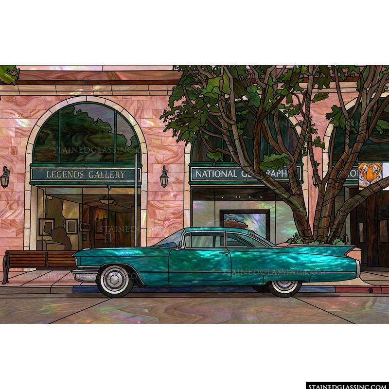 Classic Teal Coupe on Main Street