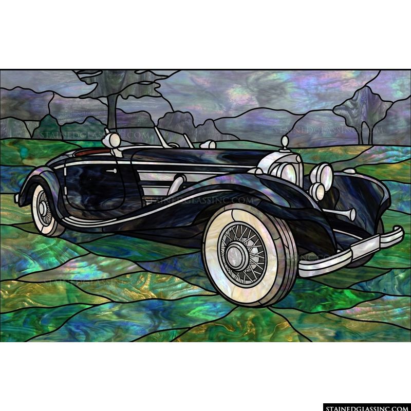 Classic Luxury Roadster in Sunset
