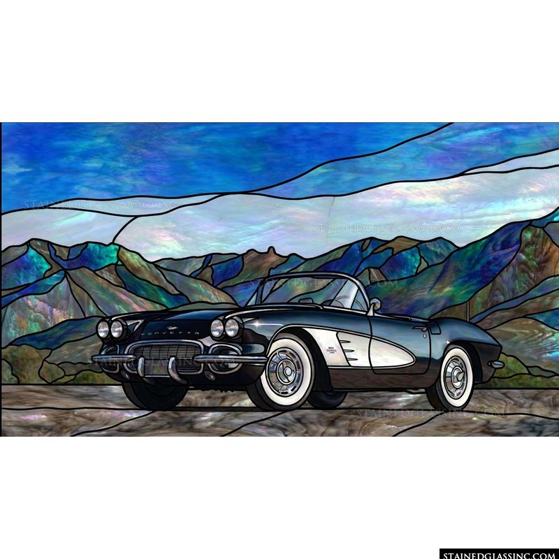 Vintage Corvette in Mountain Landscape