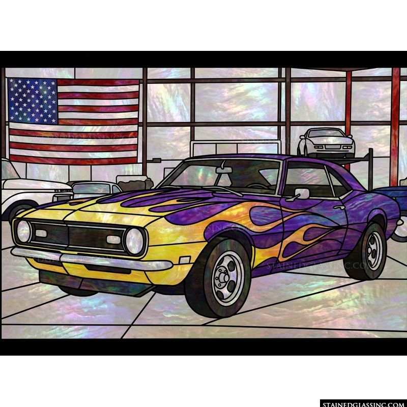Classic Muscle Car with Flame Decals