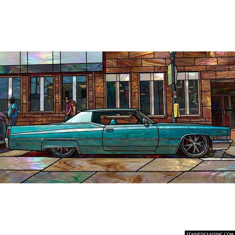 Turquoise Lowrider in the City