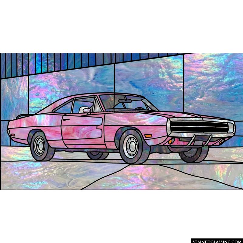 Classic Muscle Car in Iridescent Pink