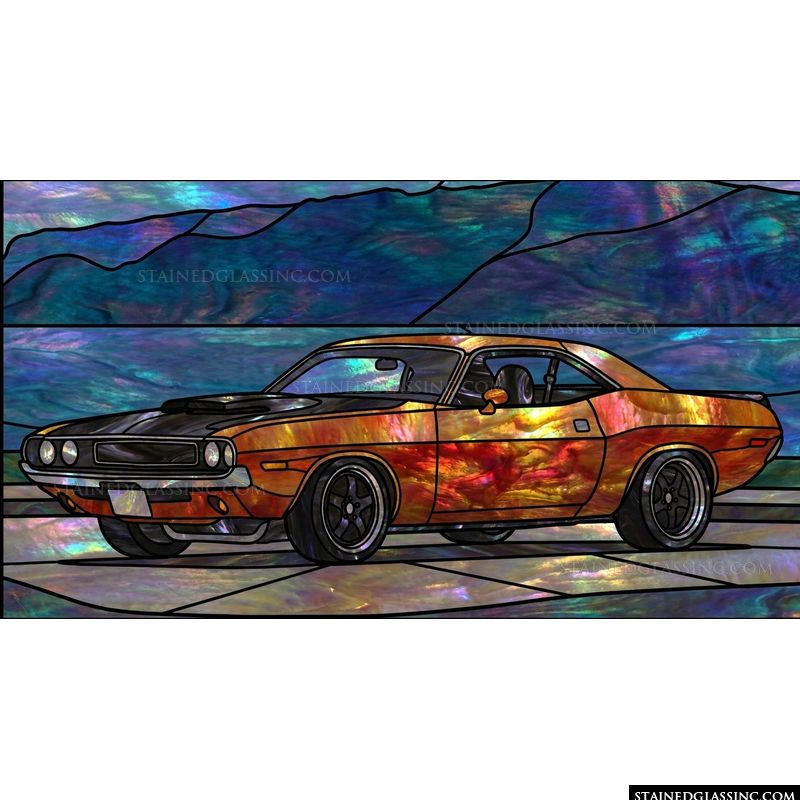 Classic Muscle Car in Iridescent Hues