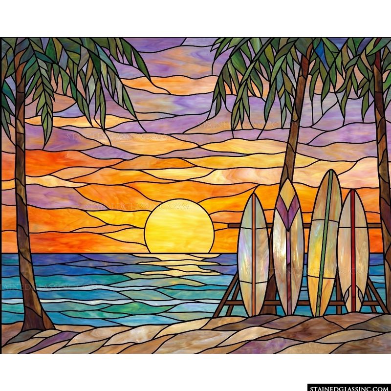 Surfboards at Sunset