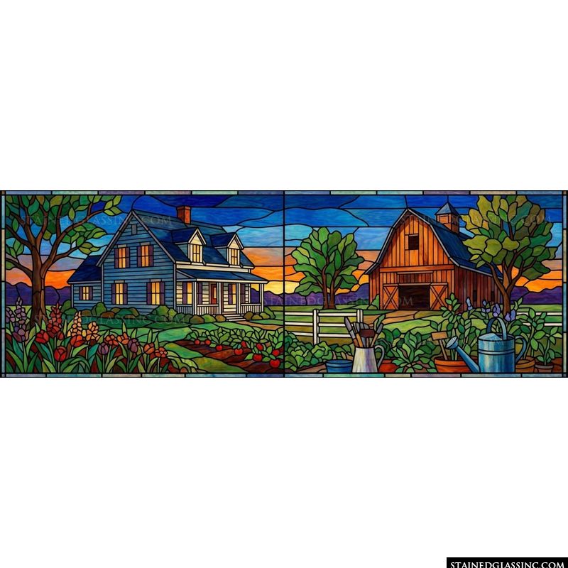 Country Homestead at Sunset