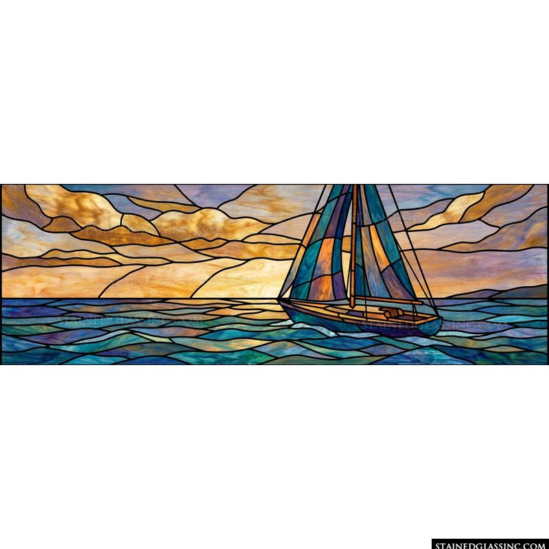 Sailboat at Sunset on the Open Sea