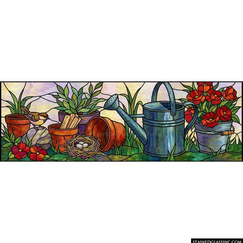Garden Still Life with Bird and Watering Can
