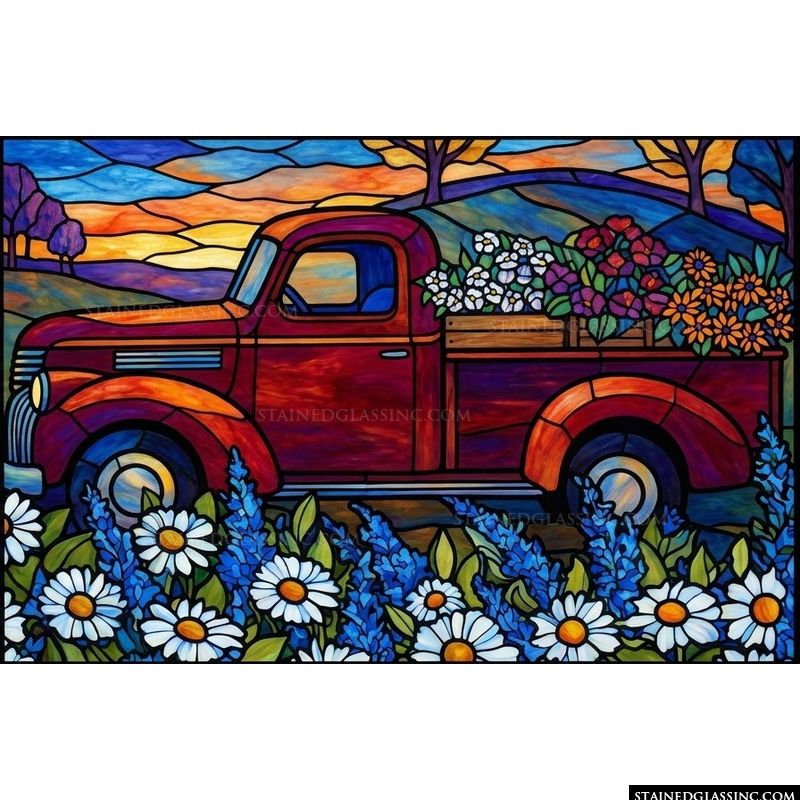 Vintage Truck in a Field of Wildflowers