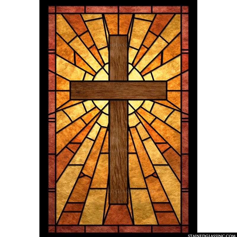 Wooden Cross in Radiant Amber Light