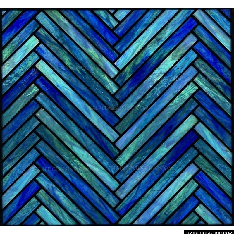 Herringbone Pattern in Cerulean and Aqua