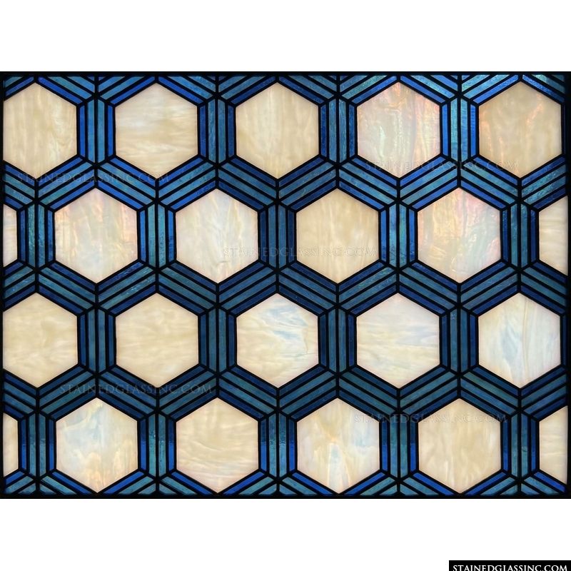 Blue and Cream Geometric Honeycomb