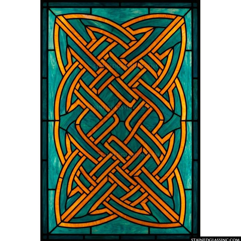 Celtic Knot in Amber and Teal