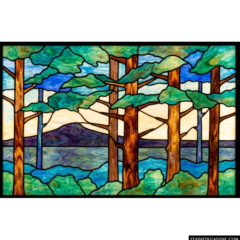 Lakeside Pine Forest at Twilight
