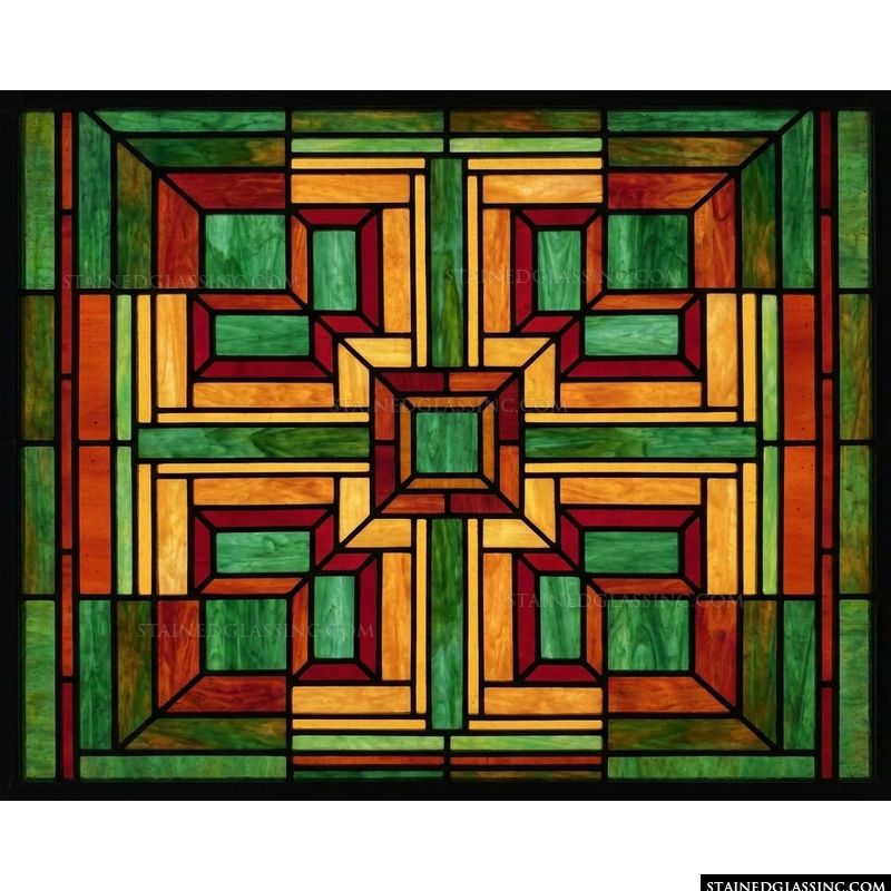 Geometric Interlocking Squares in Autumnal Hues