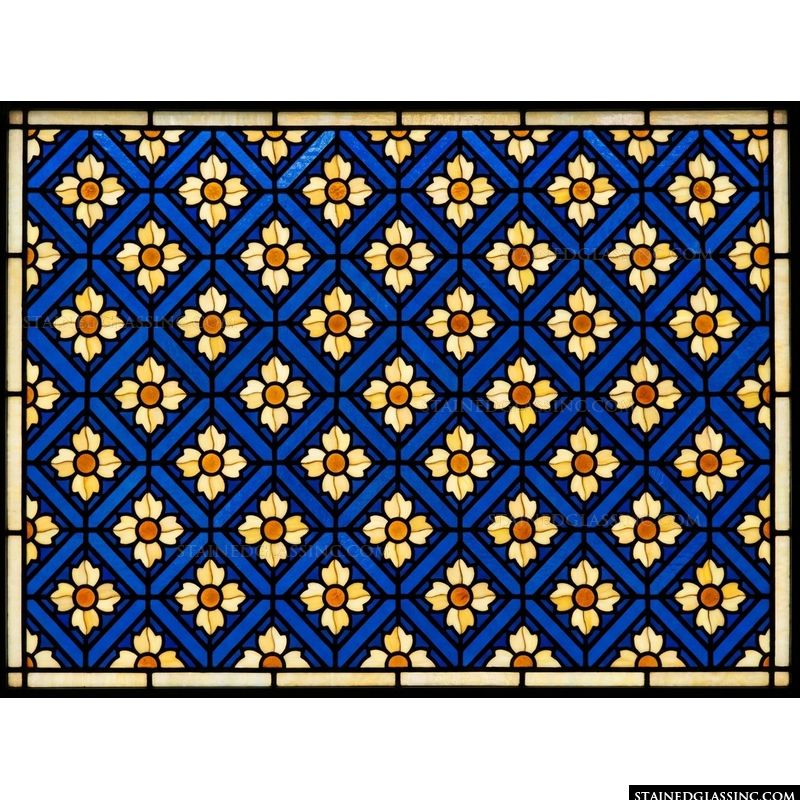 Cobalt Diamond with Golden Floral Medallions