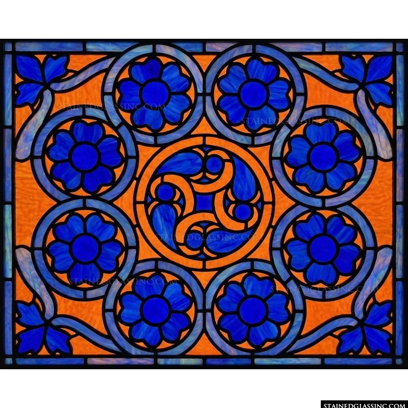 Floral Medallion in Cobalt and Amber