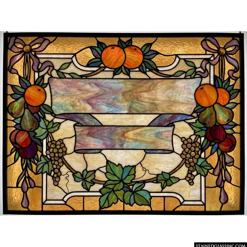 Abundant Fruit and Ribbon Cartouche or Sign