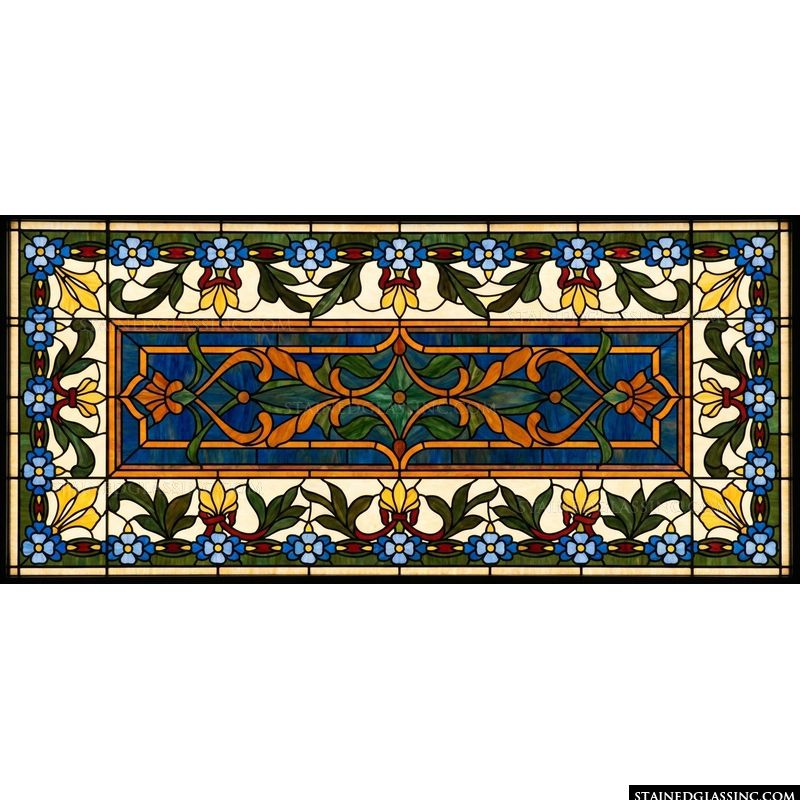 Floral Filigree Border in Cobalt and Gold