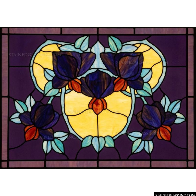 Iris Blooms in Amethyst and Gold