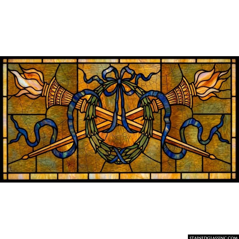 Crossed Torches and Laurel Wreath