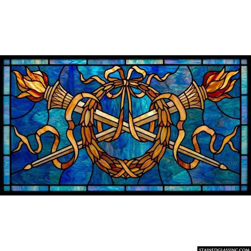 Crossed Torches and Laurel Wreath