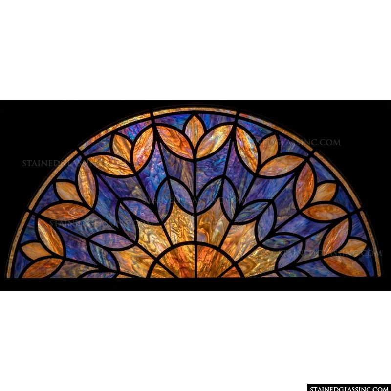 Floral Burst Fan in Cobalt and Amber