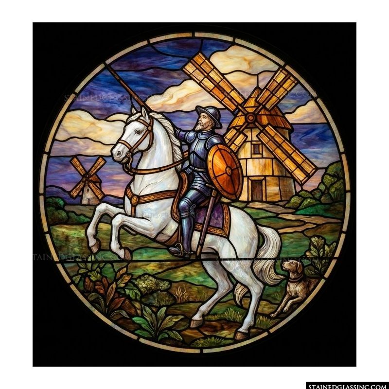 Don Quixote on Horseback with Windmill