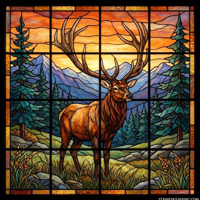 Majestic Elk in Mountain Sunset