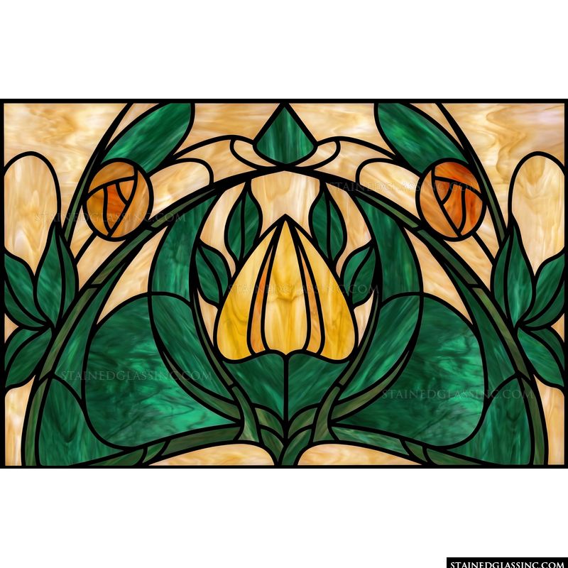 Floral Motif in Emerald and Amber