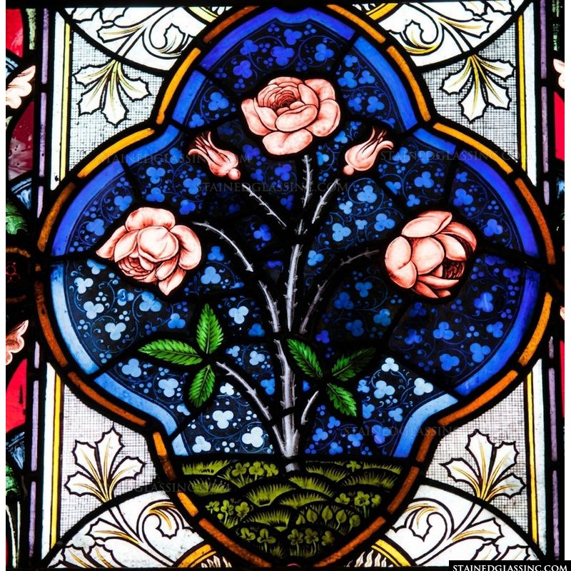 Rose Bush in Cobalt Medallion