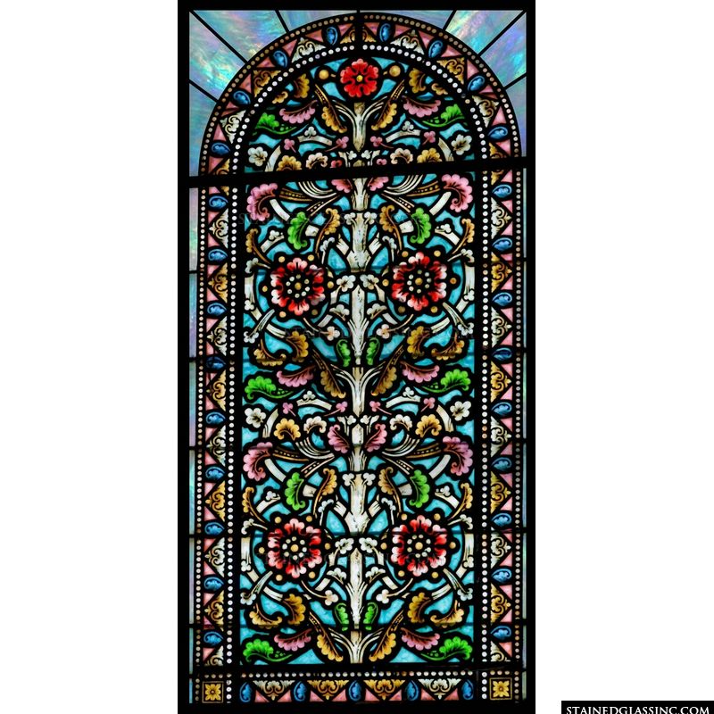 Arched Floral Garden with Crimson Blooms