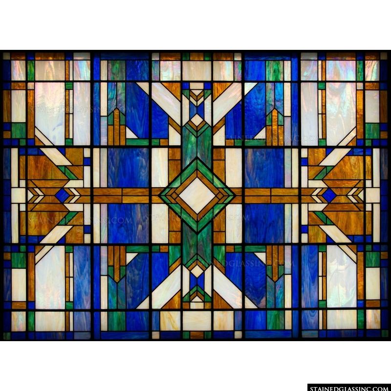 Geometric Cross in Cobalt and Amber