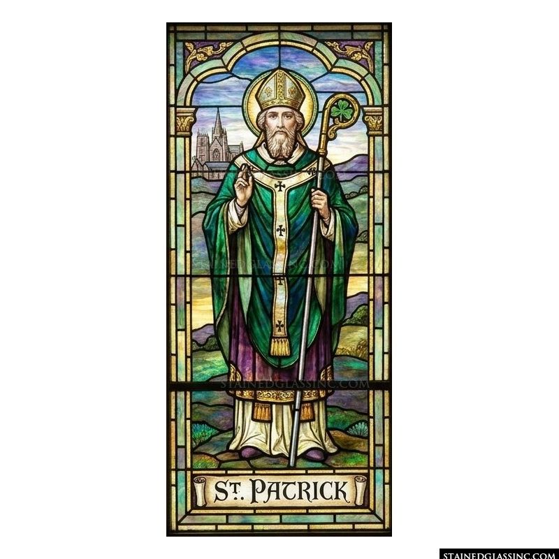 Saint Patrick with Crozier and Shamrock