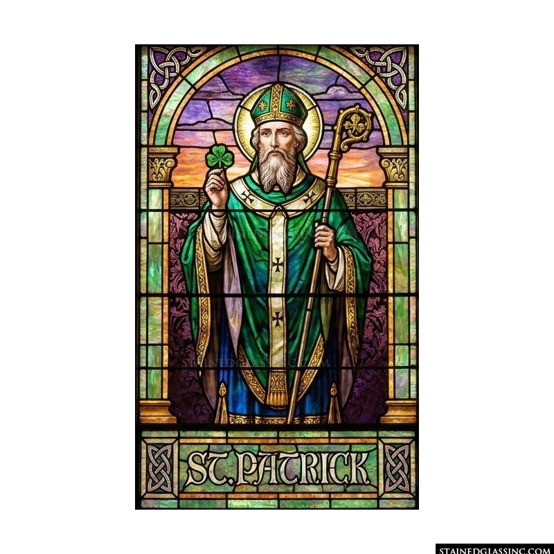 Saint Patrick with Shamrock and Crosier