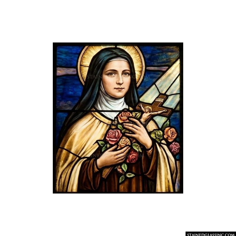 St. Thérèse of Lisieux with Roses and Crucifix
